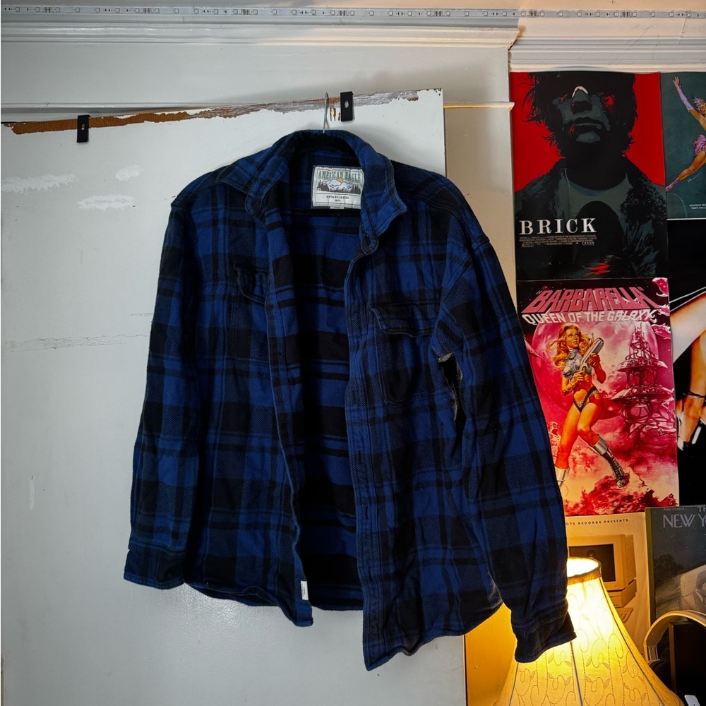 Blue Plaid Men's Flannel Jacket